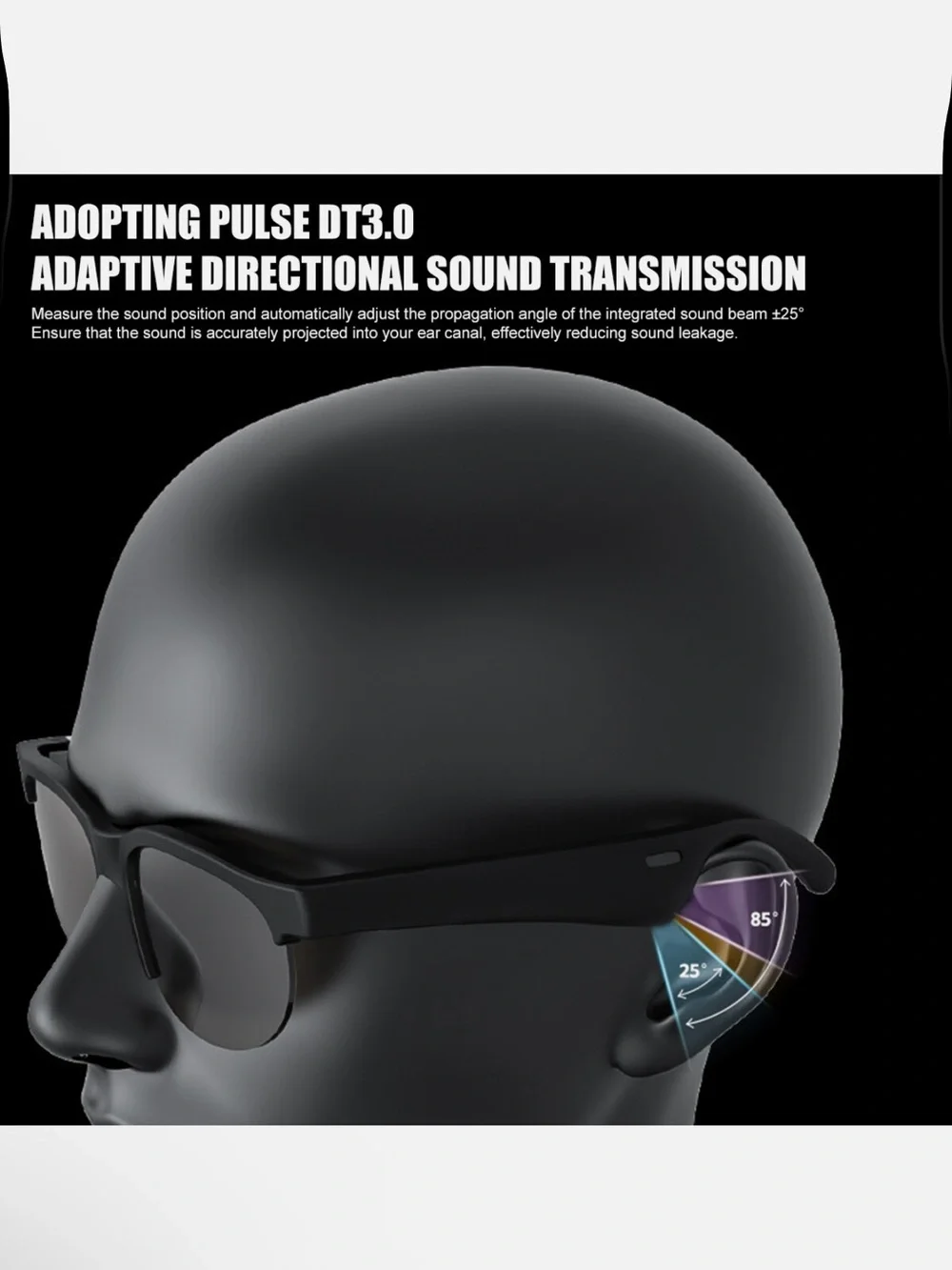 Smart Glasses Wireless Headset Glasses GM5 - Black